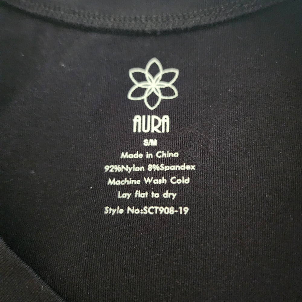 Aura Black Ribbed Tank Top with White Logo Print - Picture 5 of 8